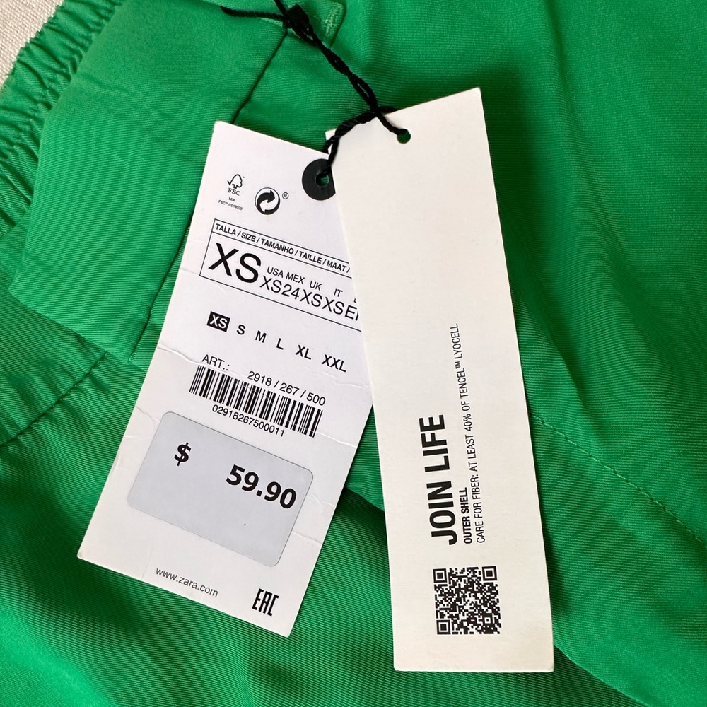 Zara Flowy Palazzo Pants Trousers - Green - Picture 8 of 8